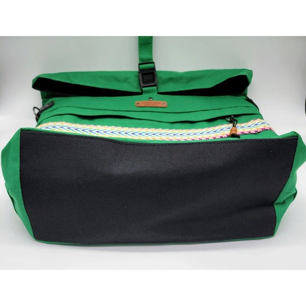 Green Canvas Backpack Roll Top Crossbody Tote Laptop Bag Custom Made